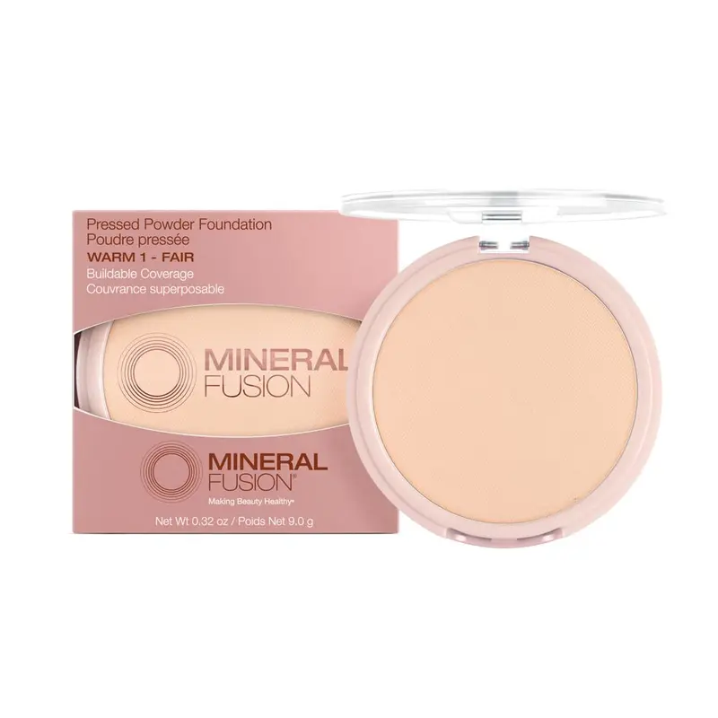 Mineral Fusion Poudre Fond de Teint Pressée Warm 1 – Teint clair/moyen, fini mat, sans talc