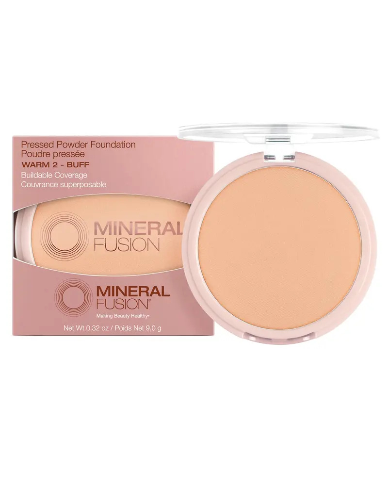 Mineral Fusion Poudre Pressée – Finition Mate pour Teinte Medium Jaune – Maquillage Naturel Anti-Âge, Sans Talc, Vegan, Hypoallergénique (Warm 2)