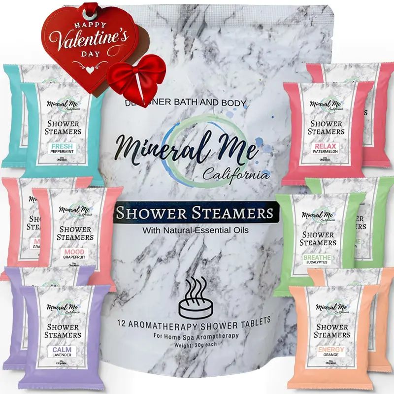 Mineral Me California – 12 Tablettes Douche Aromathérapie avec Huiles Essentielles Bio