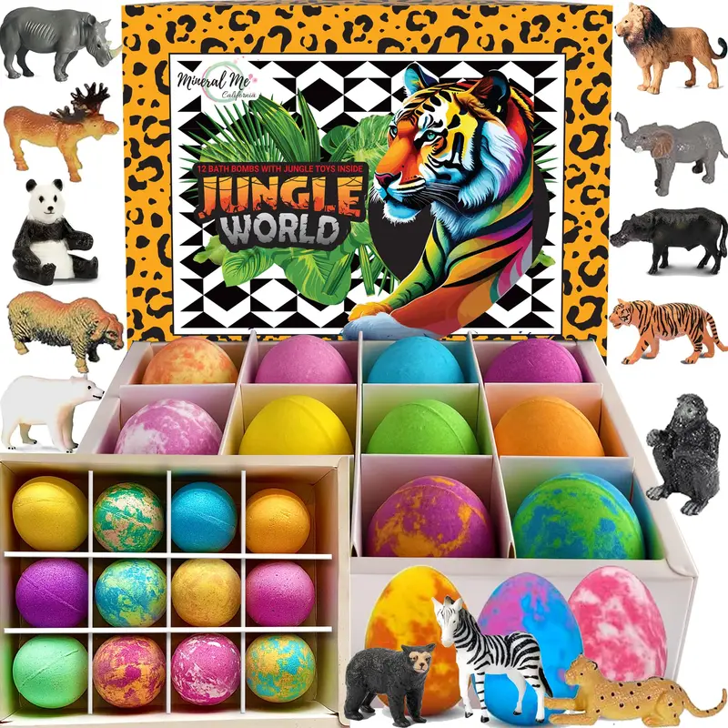 Mineral Me California – Bombes de Bain pour Enfants avec Surprise – Lot de 12, Naturelles et Hydratantes