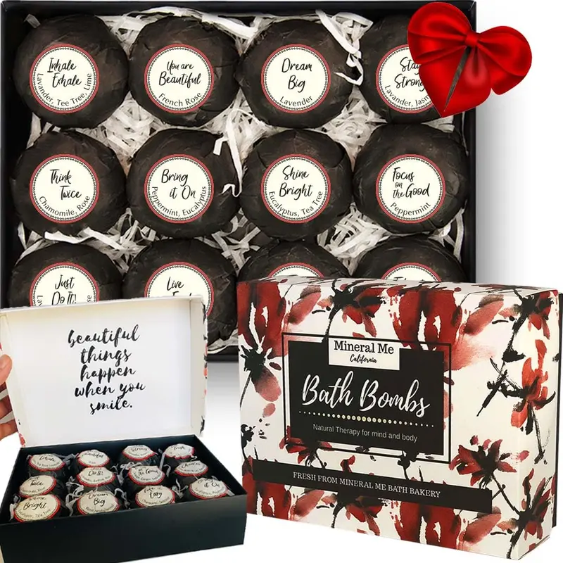 Mineral Me California – Bombes de Bain Saint-Valentin, 12 Bombes Naturelles au Beurre de Karité