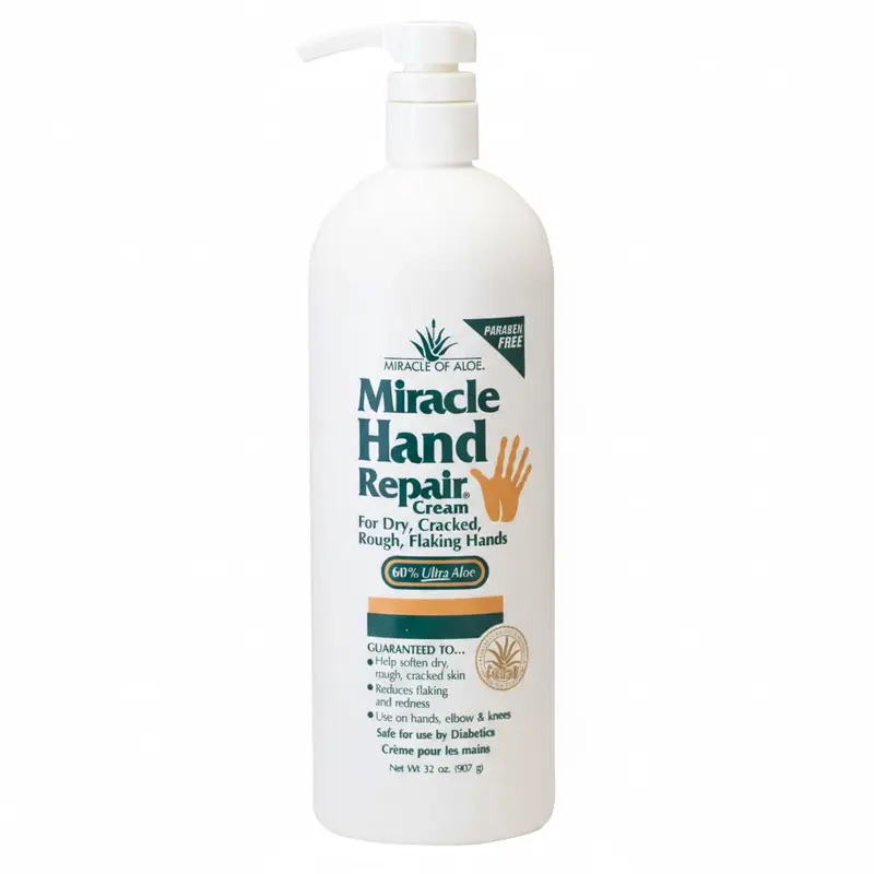 Miracle of Aloe – Crème réparatrice pour les mains sèches, 32 onces – gel UltraAloe à 60 %, absorption rapide, non grasse