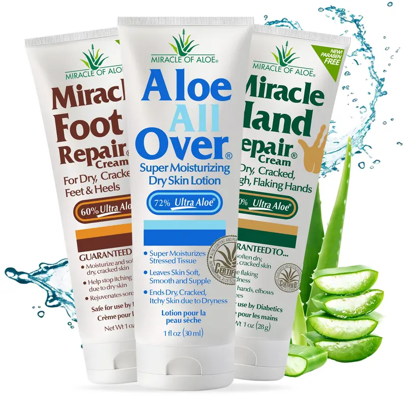 Miracle of Aloe – Ensemble Trio 3 en 1 (Mains, Pieds et Corps) – 3 tubes 1oz