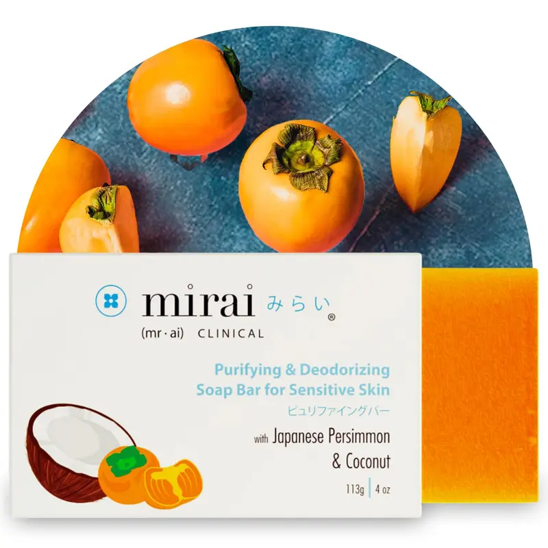 Mirai Savon Persimmon 100 g – Déodorant corporel et contrôle des odeurs Nonenal® avec kaki japonais et thé vert