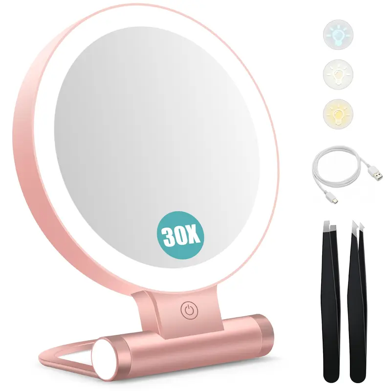 Miroir B Beauty Planet avec Lumière 30x – Double face 1x/30x, Rose Doré