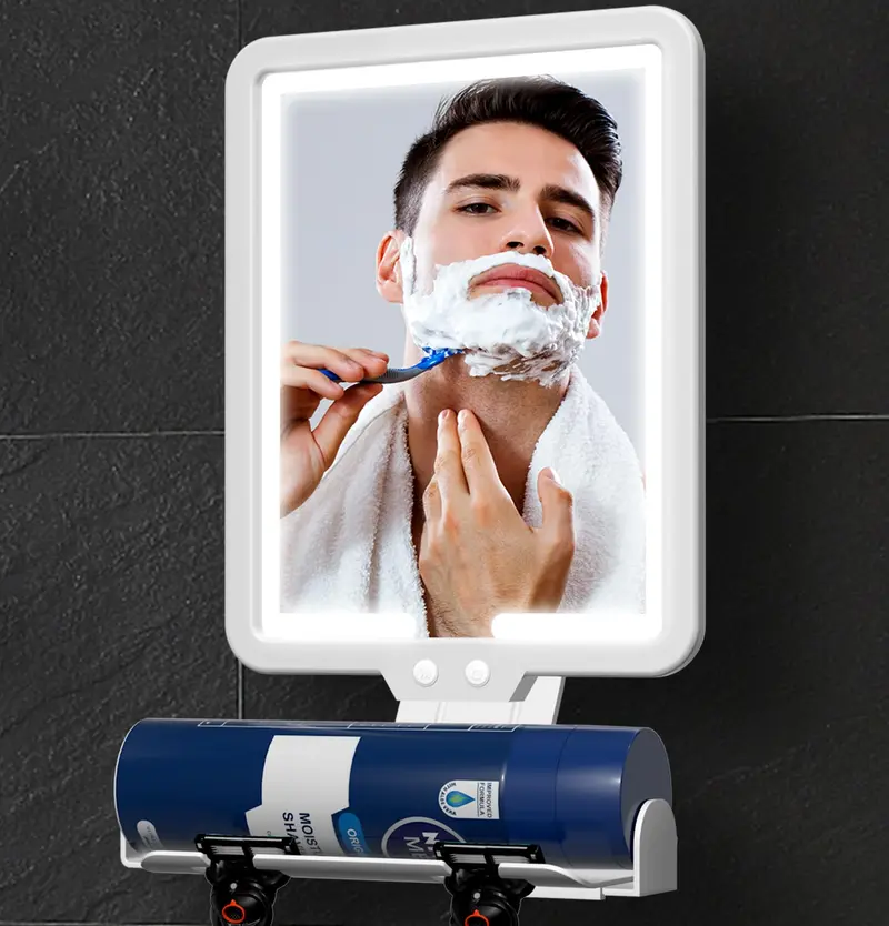 Miroir de Douche Éclairé Anti-Buée Suupvaor – Chauffant 9,5 × 7 pouces, 3 Modes Lumière
