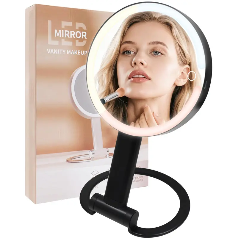 Miroir Maquillage Lumineux SANYCASA – 3 Modes Couleur, 10x, Rotation 360°, Rechargeable