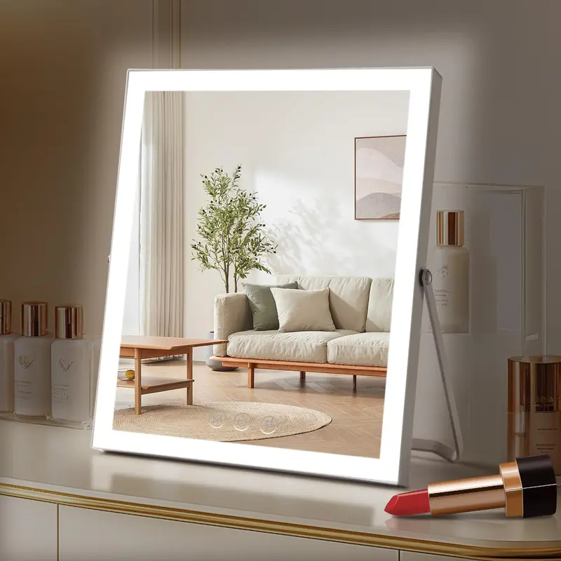 Miroir Vanity Homtang Éclairé 10 x 12, 3 Modes Couleur, Rotation 360°, Alimentation Double, Contrôle Tactile – Cadeau Saint-Valentin