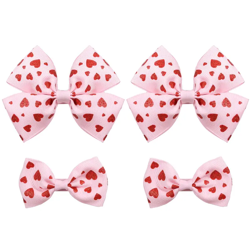 Miroksh – Lot de 4 Barrettes Coeur Rouge Saint-Valentin pour Filles et Femmes
