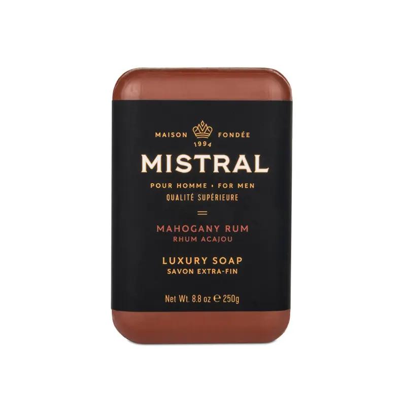 Mistral Mahogany Rum – Savon Bar Pour Hommes | Savon Naturel Triple-Millé 250 g | Fabriqué en France