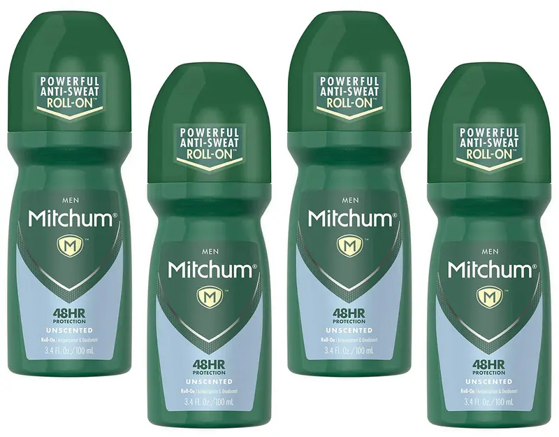 Mitchum Invisible Antitranspirant Déodorant Roll-On Sans Parfum – Pack 4 (3,4 oz chacun)