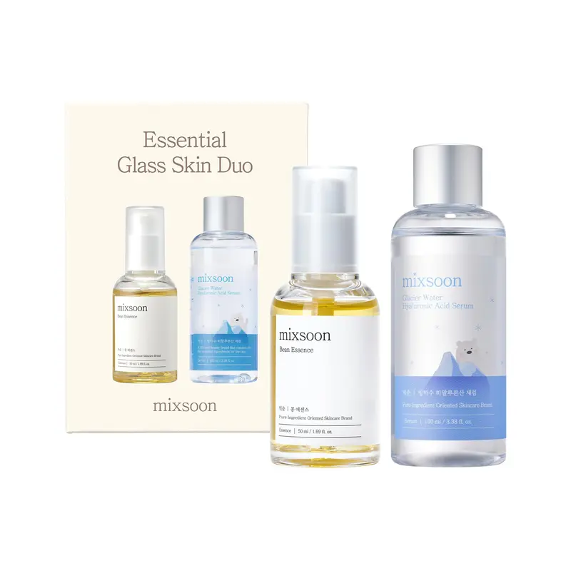 mixsoon Essential Glass Skin Duo Set – Essence de haricot + Sérum à l’eau glaciale hyaluronique 150 ml