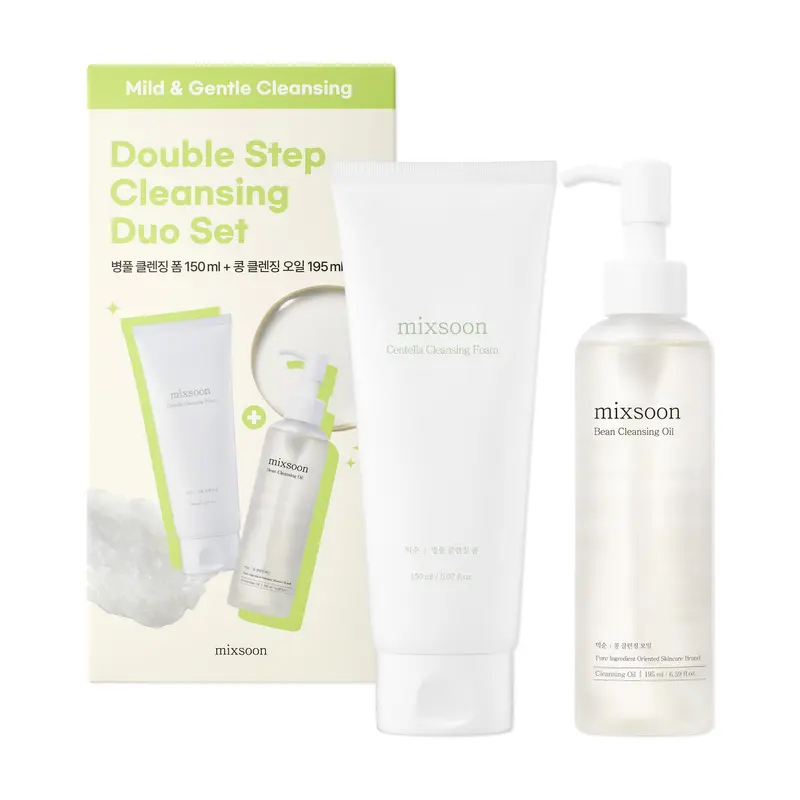 mixsoon Set Double Cleansing – Mousse Centella & Huile Démaquillante Haricot, Nettoyage Doux et Hydratant (150 ml / 195 ml)
