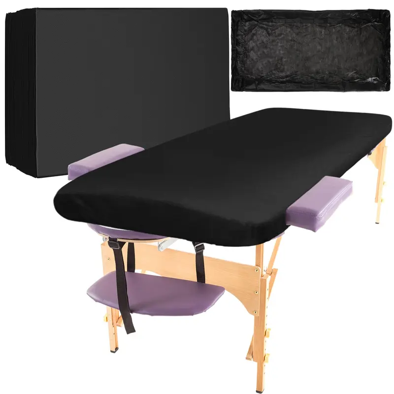 Mixweer — Draps table massage 39x87 jetables, non tissés, noir (30 pièces)