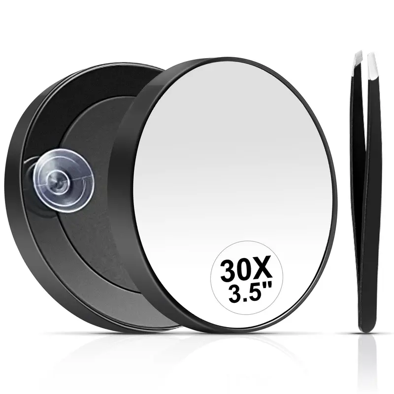 MIYADIVA 30x Miroir Loupe Compact avec Ventouse et Pince – Miroir de Voyage 3,5 pouces