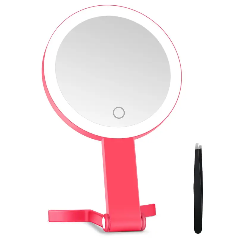 MIYADIVA Miroir lumineux 30x – Miroir double face, rouge, recharge USB-C