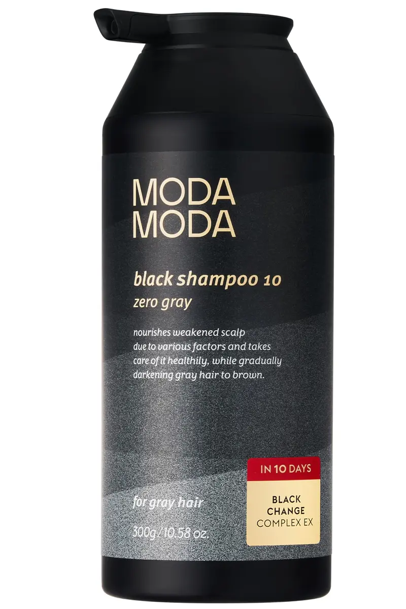 MODA MODA Zero Gray Black Shampoo — Couleur naturelle pour cheveux et cuir chevelu (300 ml) | Volumisant et anti-casse