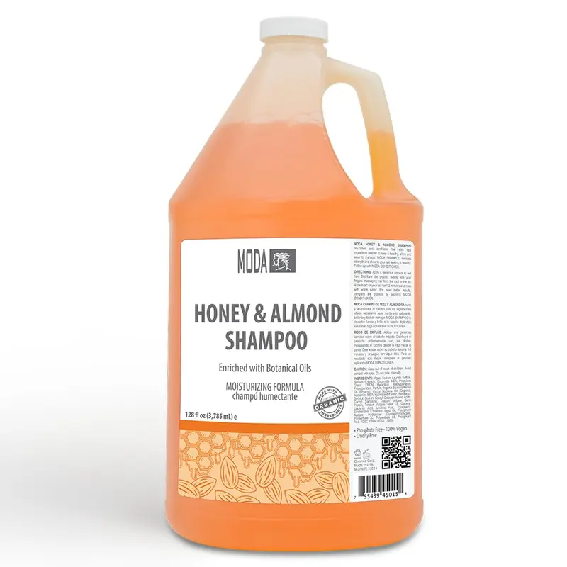 MODA Shampooing Hydratant Miel Amande – Tous Types de Cheveux, 128 oz, Professionnel