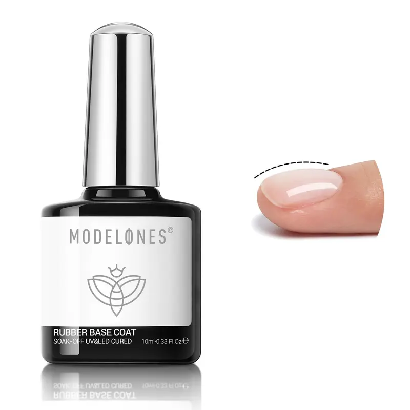 Modelones Base Gel Caoutchouc – Base Gel Transparent pour Ongles Fins et Fragiles