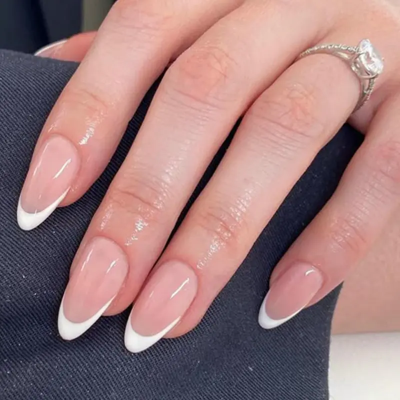 Modelones Ongles à poser Almond – Kit 32 Pièces, Réutilisable et Facile à Poser