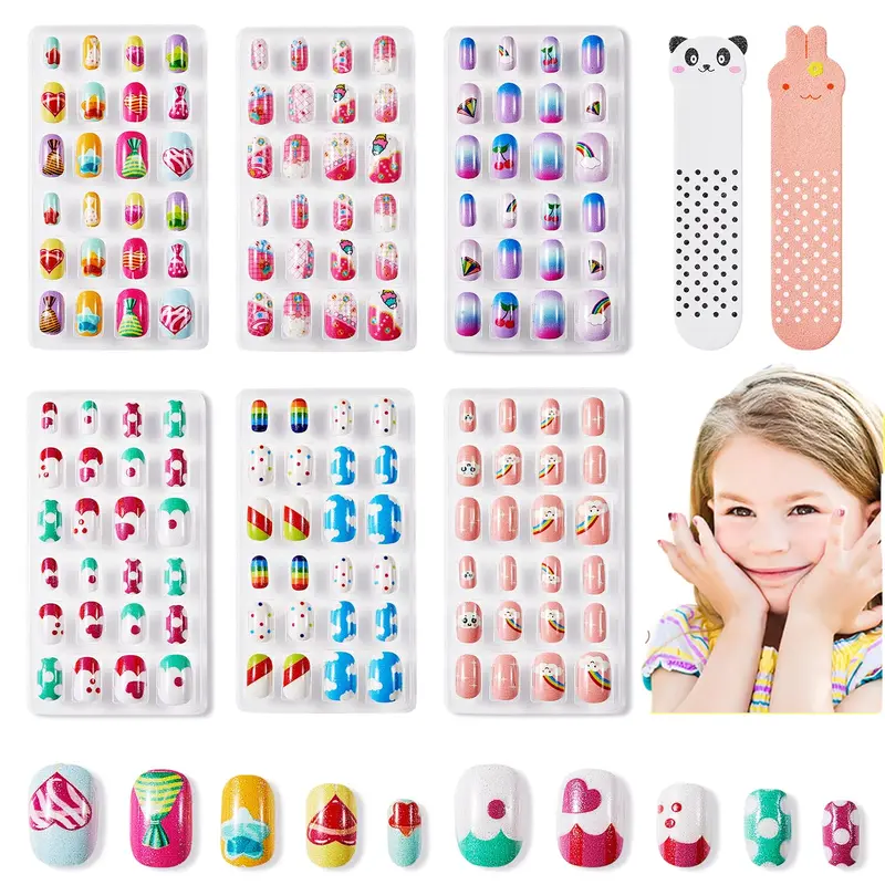 Modelones Ongles Pression pour Enfants — Lot de 6 Paquets, 144 Pièces, Couleurs Arc-en-Ciel