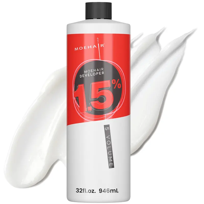 MOEHAIR Développeur Crème 5 Volume – 1,5% H2O2, Sans Parabènes, Parfum Pêche, 32 oz