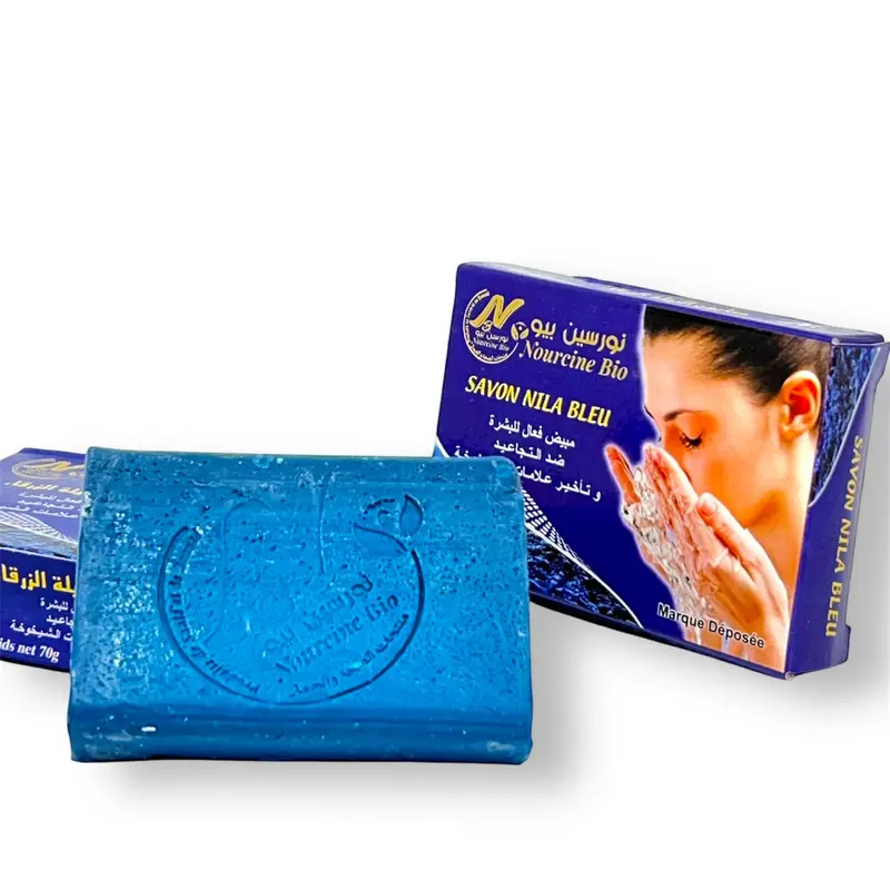 Molino Piane Savon Nila Marocain – Barre Bleu Nila, Nettoyage en Profondeur et Teint Uniforme