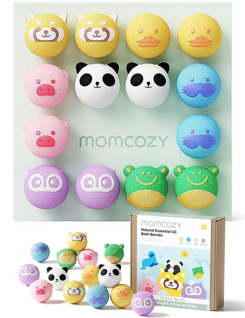 Momcozy 14 bombes de bain animaux avec huiles essentielles – Coffret cadeau Noël
