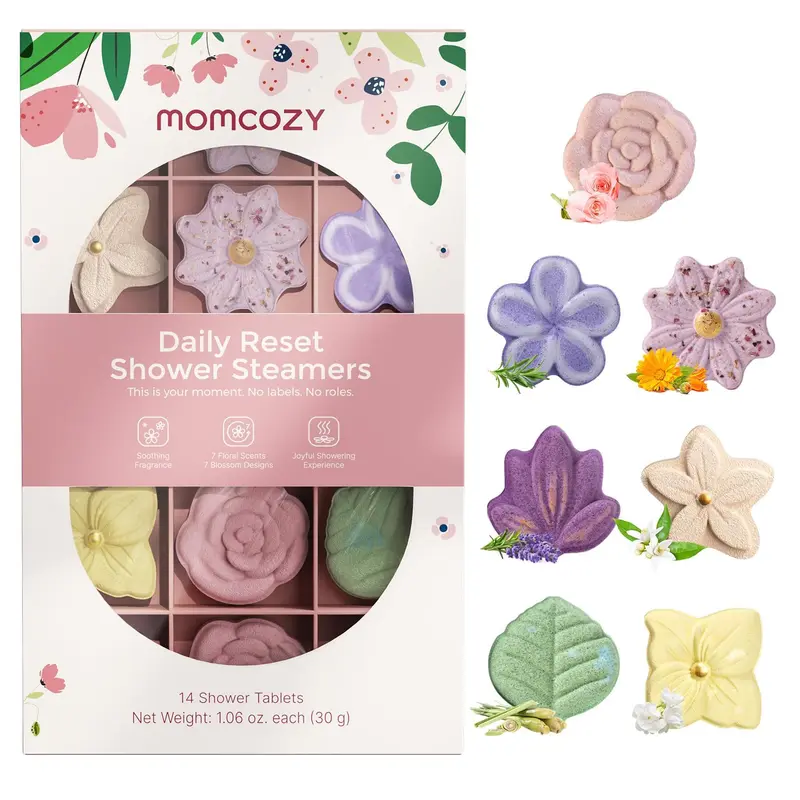 Momcozy 14 pastilles douche – 7 parfums floraux, cadeaux Saint-Valentin, spa aromathérapie à domicile