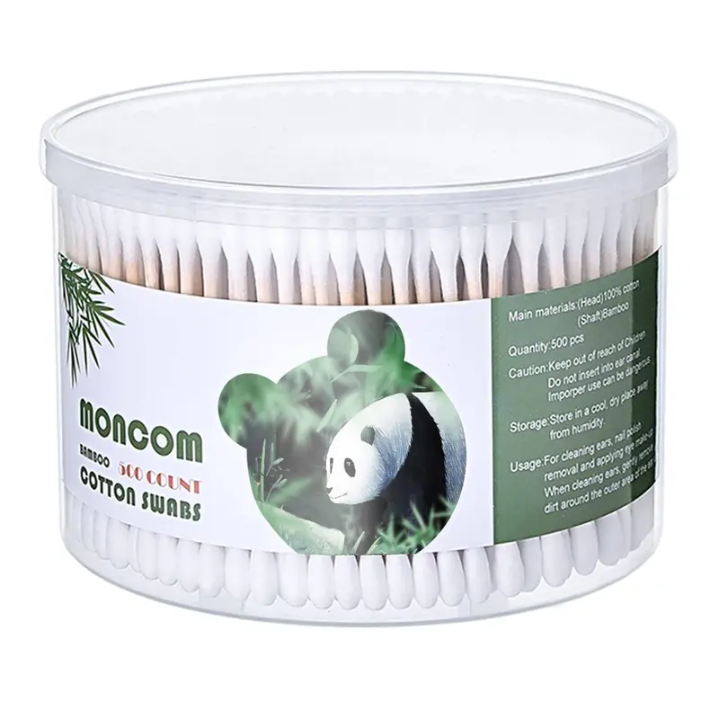 MONCOM Cotons-tiges 500 pièces – Embouts ronds doubles, Bois biodégradable, 2,8 pouces | MYQIPGD