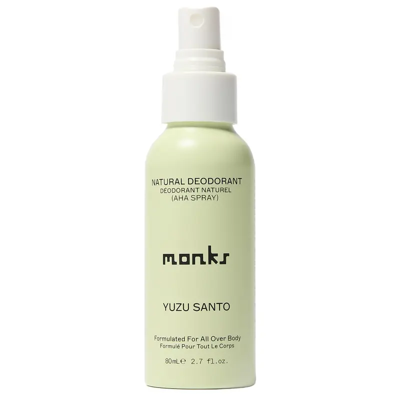 MONKS Spray Déodorant Corps Naturel – Sans Aluminium, Sans Bicarbonate, Probiotiques, Huiles Essentielles Yuzu Santo (Pour Femmes et Hommes)