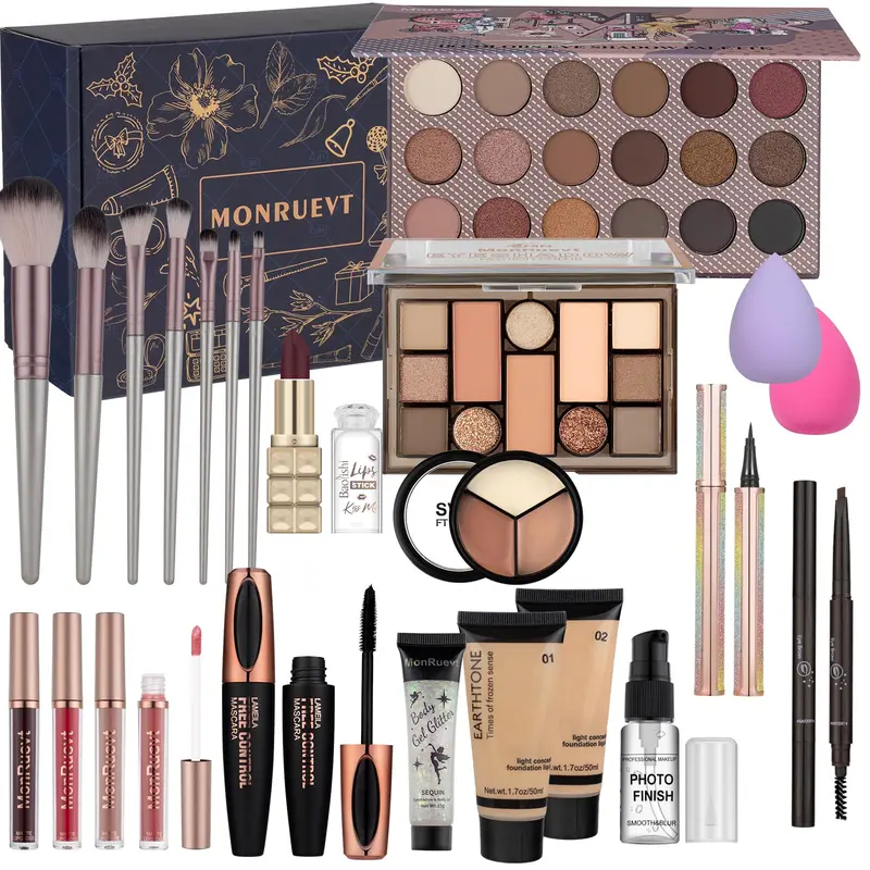 MONRUEVT Trousse Maquillage Tout-en-Un pour Adolescentes – Kit Complet de Maquillage