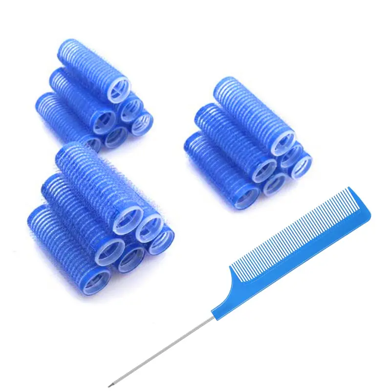 MOODKEY 18PCS Rouleaux Cheveux Sans Chaleur – Petits, Auto-agrippants, Peigne Queue-de-Rat, Coiffure DIY Pro