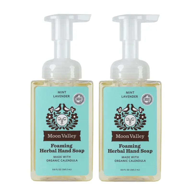 Moon Valley Organics – Savon Moussant pour les Mains Menthe-Lavande, Pack Double Vegan & Flacons Recyclables