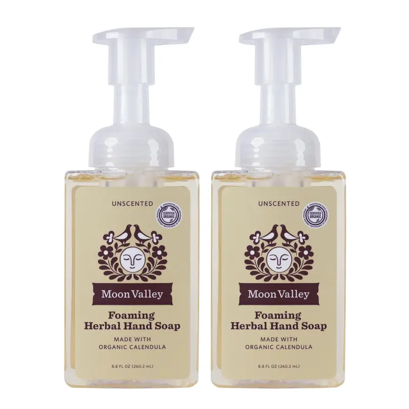 Moon Valley Organics Savon Moussant pour les Mains – Sans Parfum, Lot de 2, Vegan, Bouteilles Recyclables