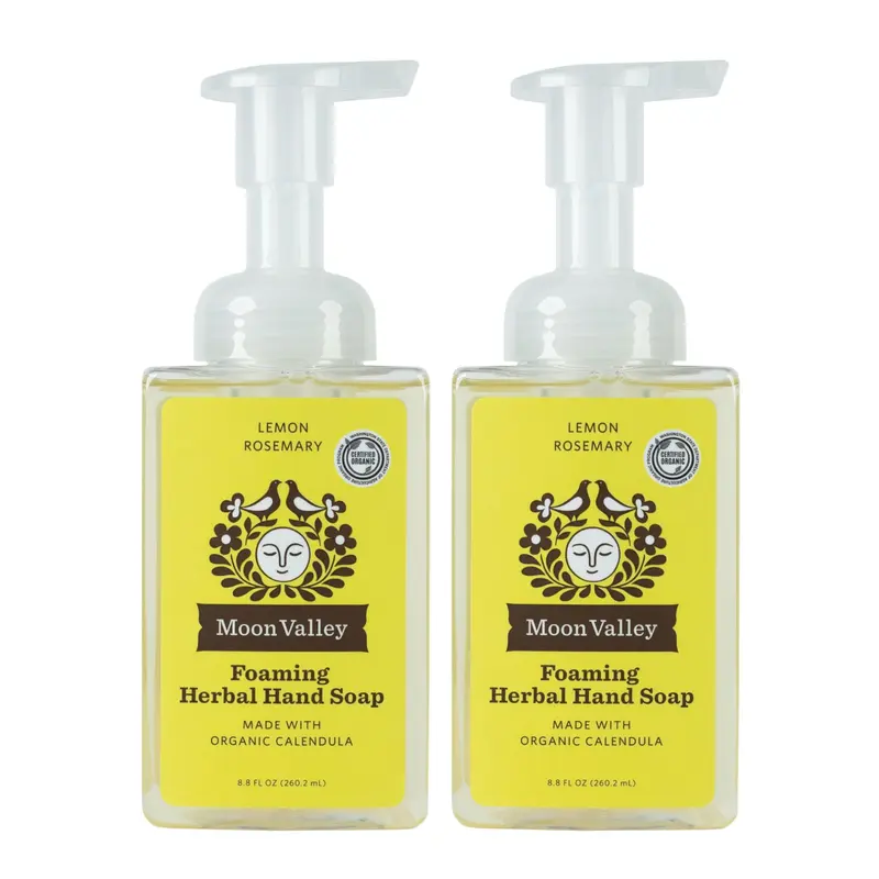 Moon Valley Organics Savon Mousse pour les Mains Citron Romarin — Lot de 2, Vegan et Flacon Recyclable