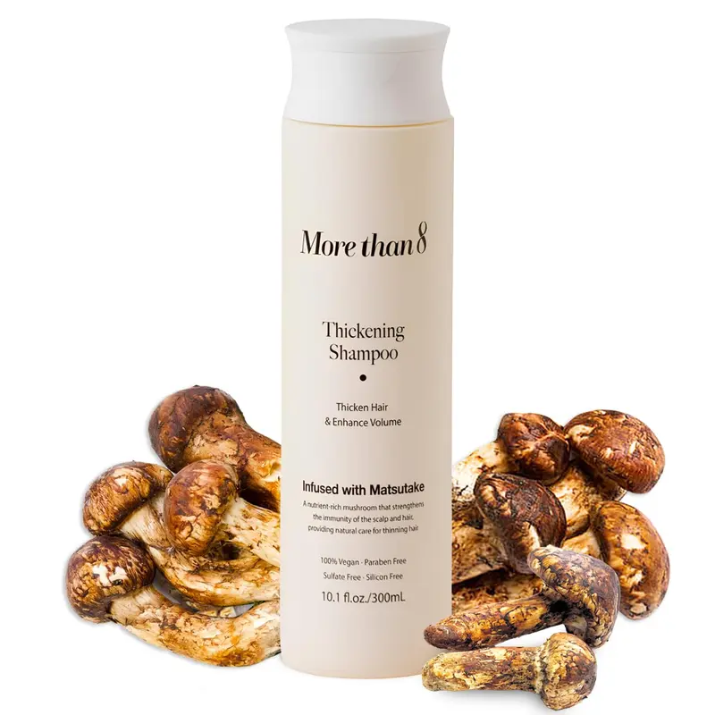 Morethan8 Shampooing Épaississant Cheveux Matsutake – Végan, Sans Sulfates, 300 ml