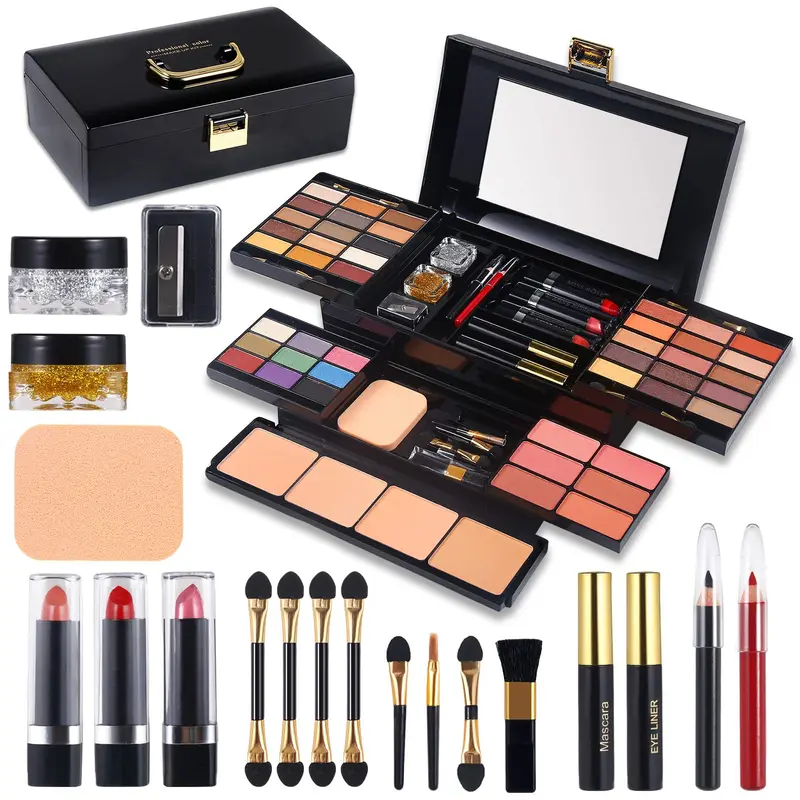 MORNECA Kit Maquillage Professionnel avec Miroir – 58 Couleurs Tout-en-Un