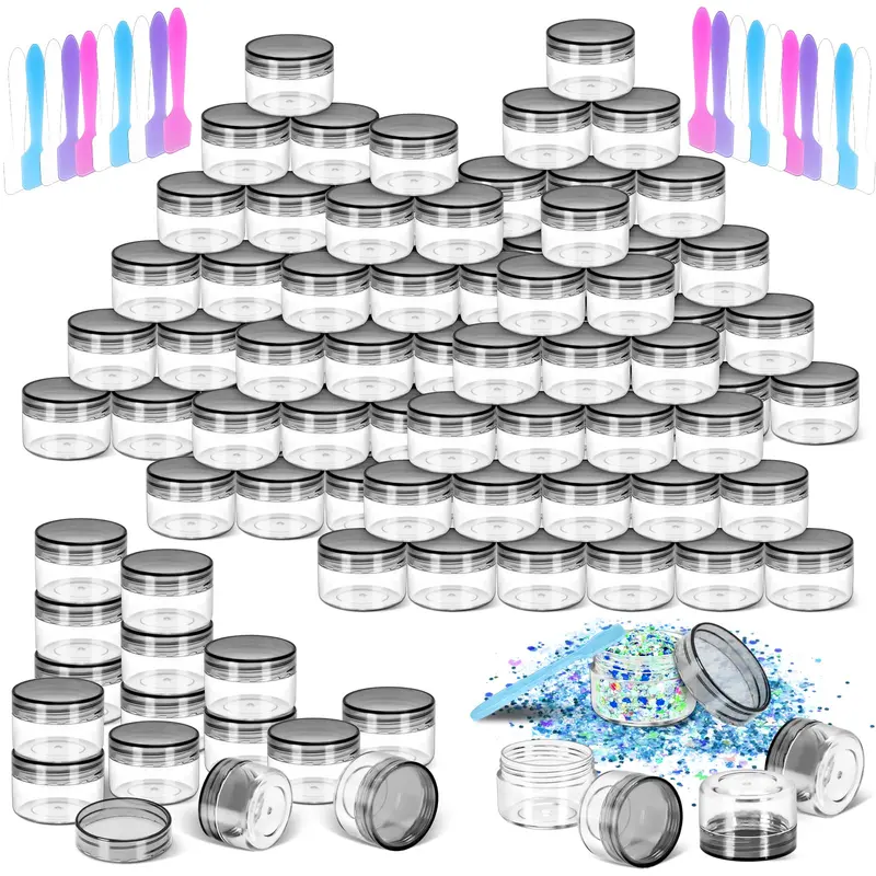 MotBach 40 Contenants Plastique 15 g avec Couvercles Noirs – Pots Échantillon Cosmétiques 0,5 oz