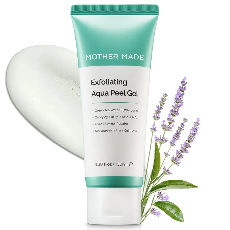 MOTHER MADE LHA Green Tea Aqua Peel Gel — Gel exfoliant visage doux, vegan, soin coréen, 100 ml
