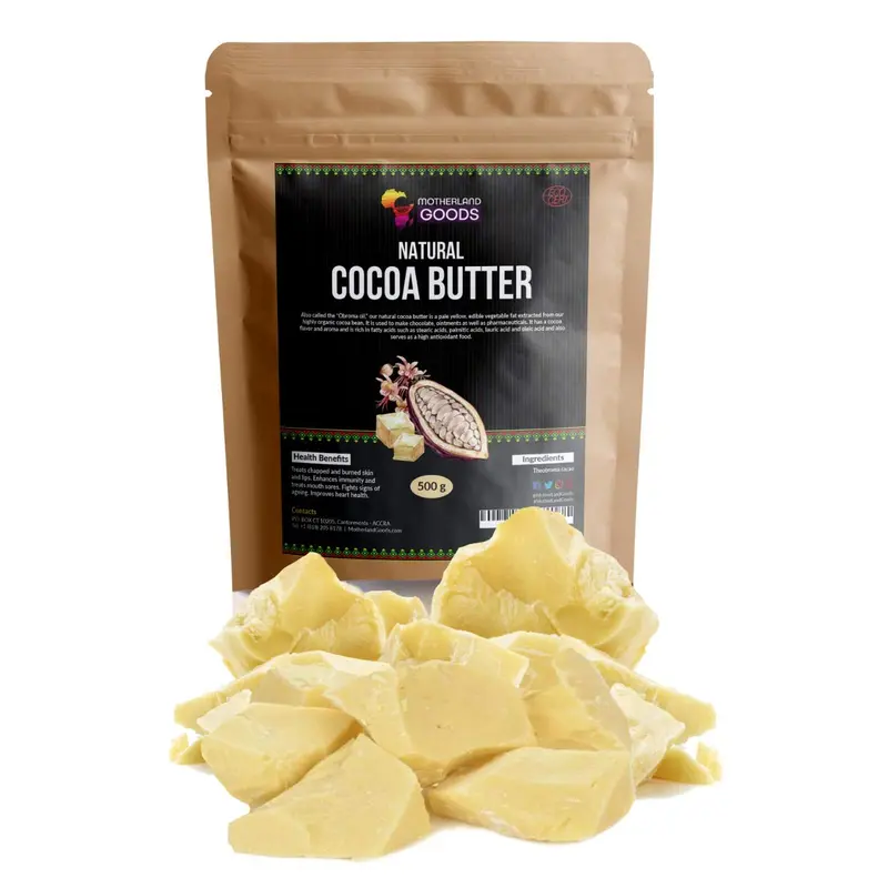 Motherland Goods Beurre de cacao brut – Morceaux biologiques et non raffinés (1 livre)