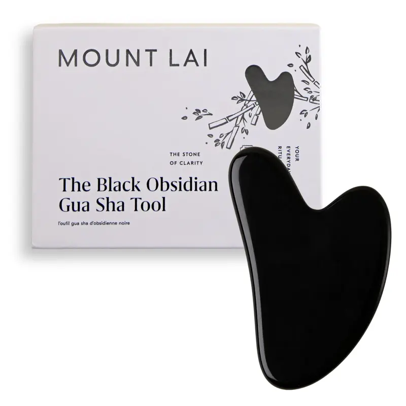 Mount Lai Gua Sha Visage en Obsidienne Noire – Pierre Véritable pour Drainage Lymphatique et Détente
