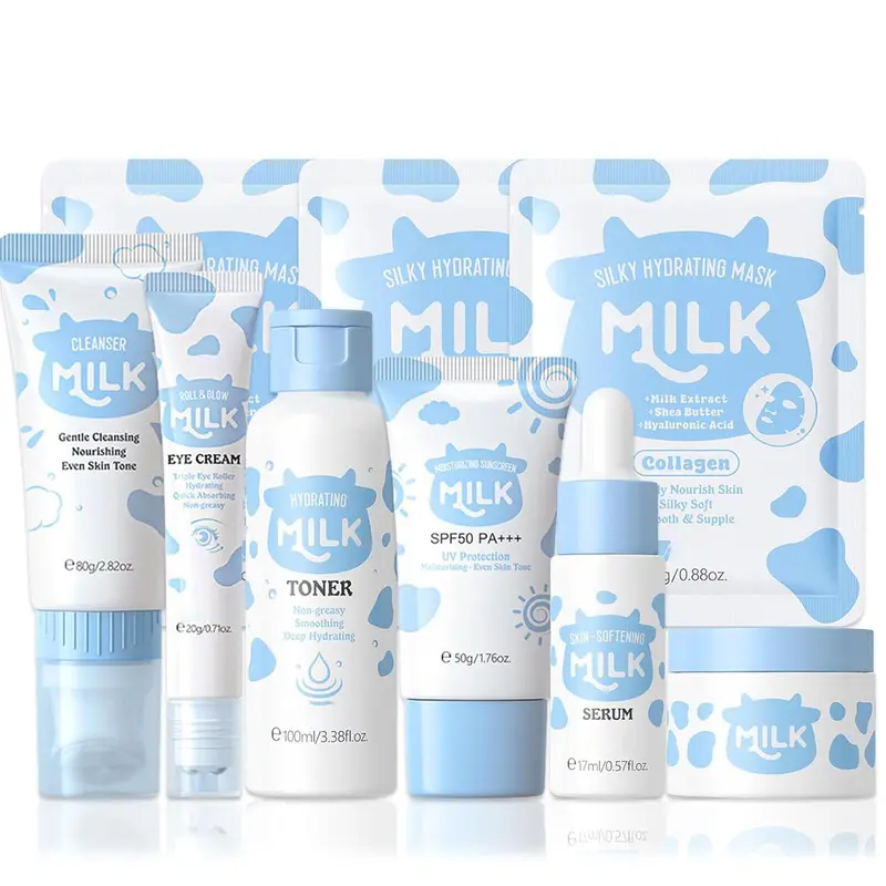 MrCuvaryas Milk Skincare Set – Soin au lait pour adolescentes 10–12 ans, 9 en 1