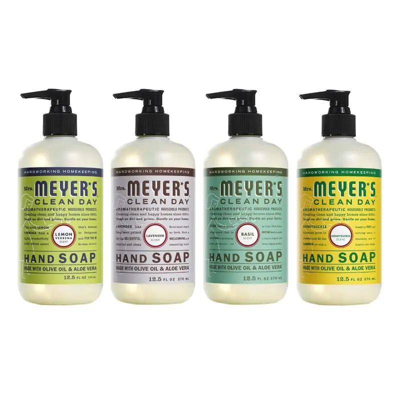 Mrs. MEYER'S CLEAN DAY Lot Savons Mains – Citron-Verveine, Lavande, Basilic, Chèvrefeuille