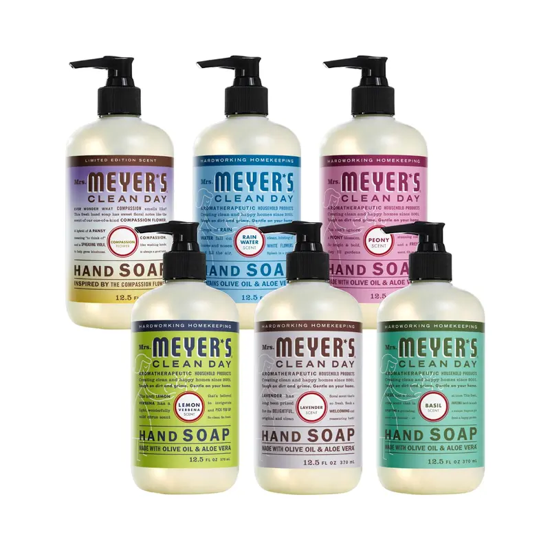 Mrs. MEYER'S CLEAN DAY – Lot Varié de Savon Liquide pour Mains, 6 Senteurs, 12,5 oz chacun