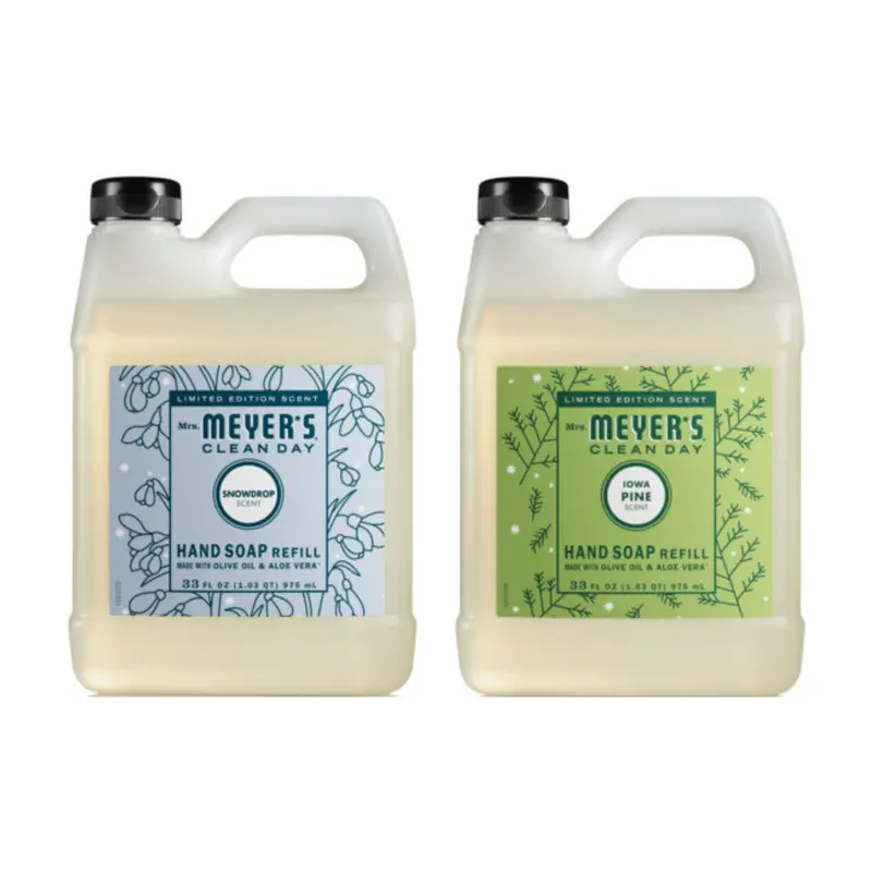 Mrs. MEYER'S CLEAN DAY Recharge Savon Mains 33 FL OZ – Pin d'Iowa et Perce-neige (Pack Variété)