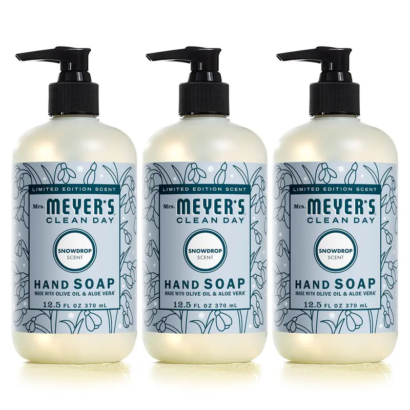 MRS. MEYER'S CLEAN DAY Savon liquide pour les mains Snowdrop – Édition limitée, 375 ml (Lot de 3)