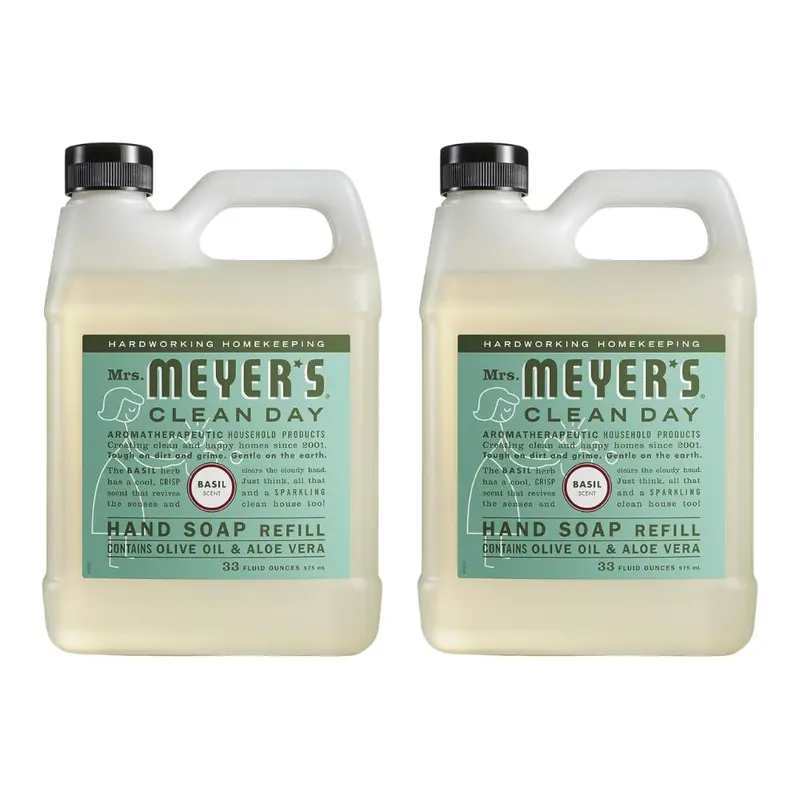 Mrs. Meyer's Clean Day Savon Mains Liquide – Remplissage, Lot de 2, Basilic