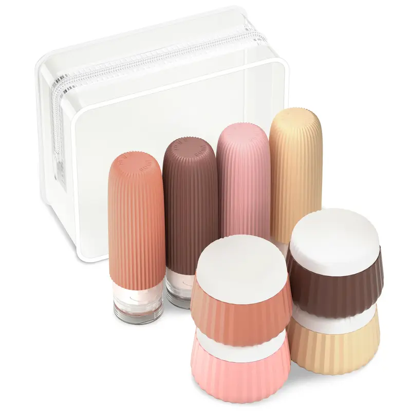 Mrsdry Bouteilles de Voyage en Silicone – Pack 8 Pièces, Conformes TSA, Contenances 3 oz et 1 oz