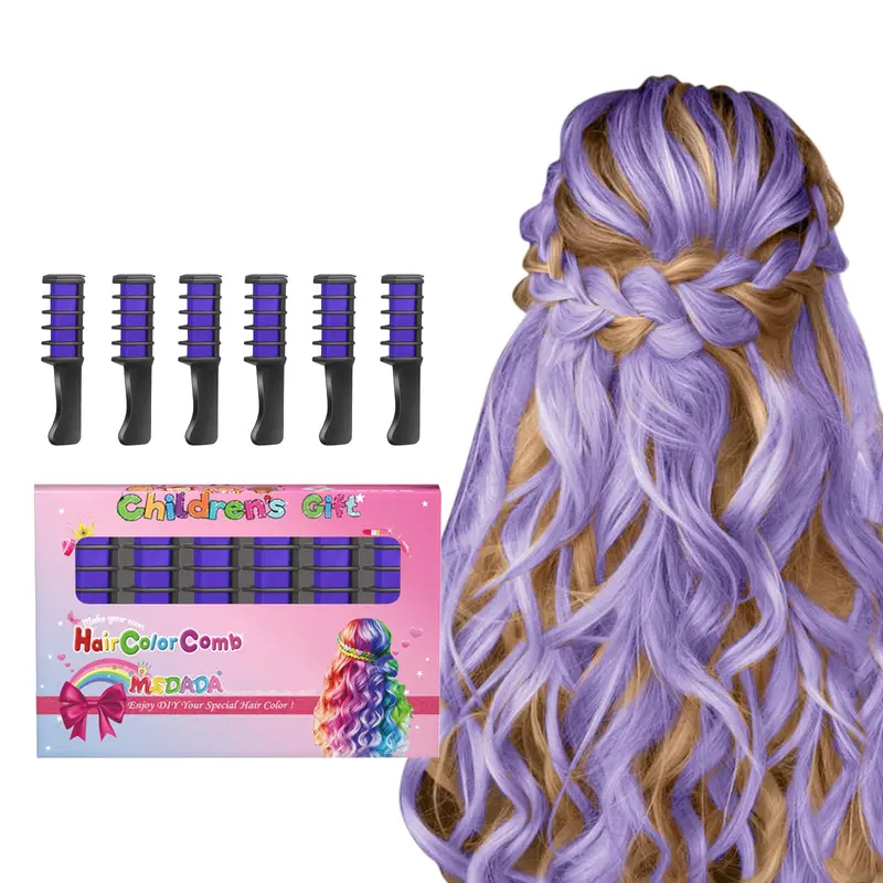 MSDADA – Crayon-peigne colorant capillaire Violet, colorant temporaire lavable pour filles et enfants (4–10 ans)